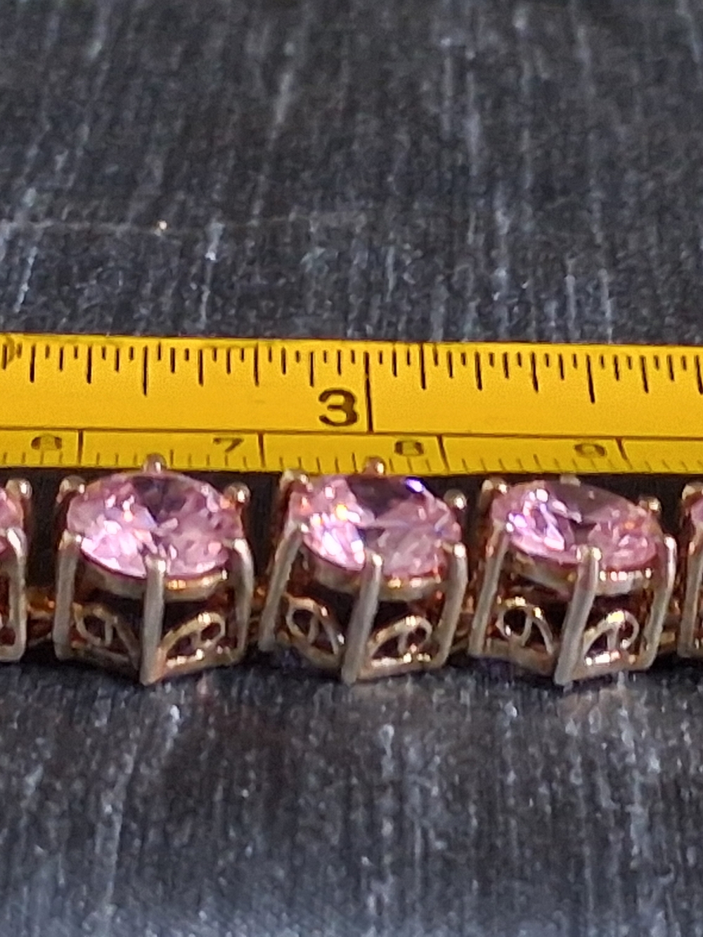 VINTAGE Pink Sapphire Coctail Tennis Bracelet Rose Gold 925 Sterling Silver - Picture 5 of 8